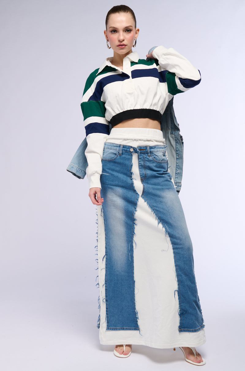 MYLAH CROPPED COLLARED LONG SLEEVE SHIRT