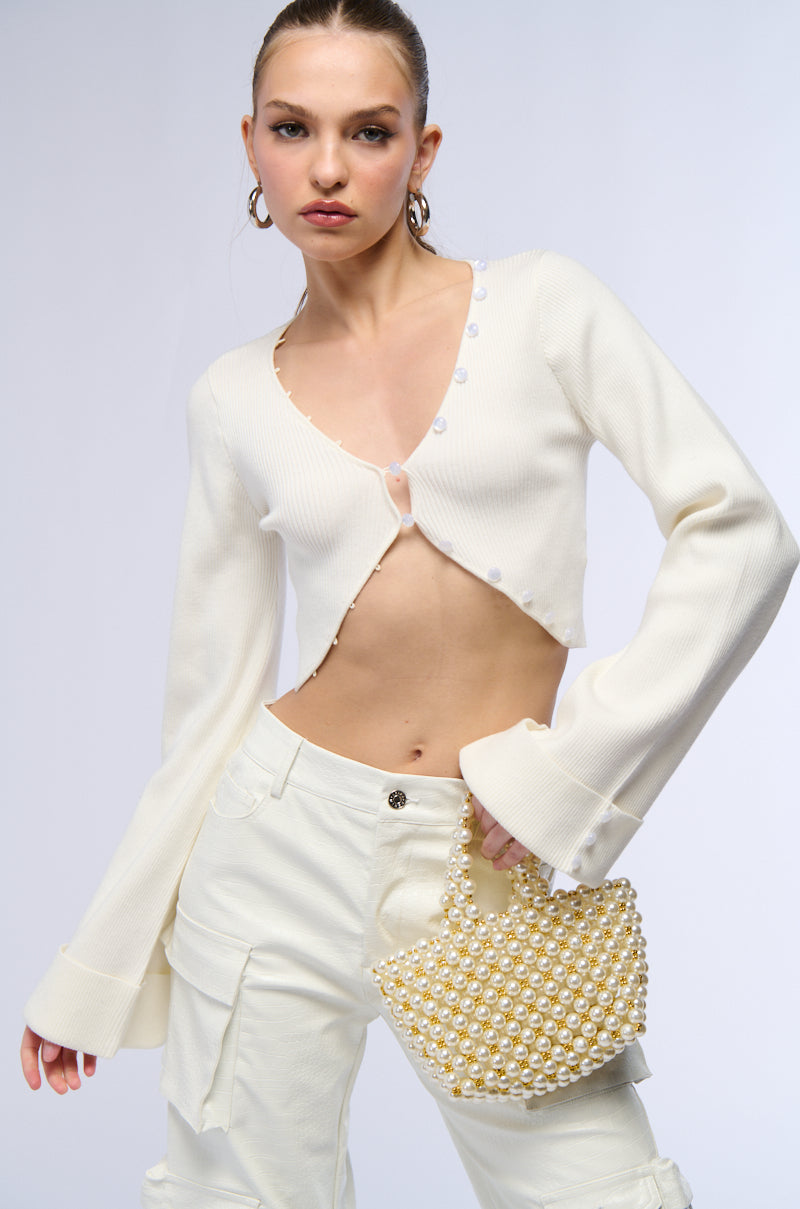 BELLA LONG SLEEVE KNIT CARDIGAN IN WHITE