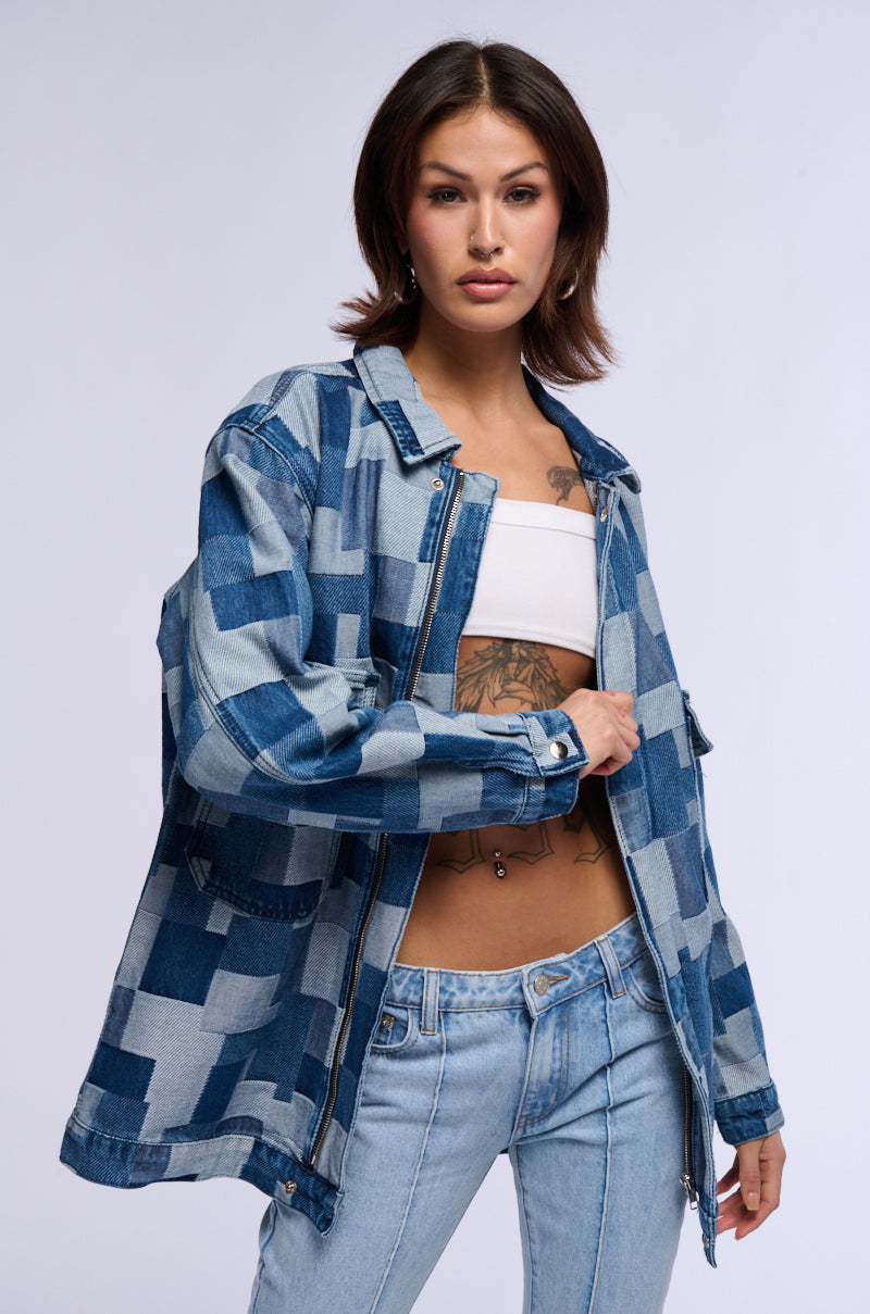 DIGITAL PRINT ON DENIM OVERSIZED JACKET