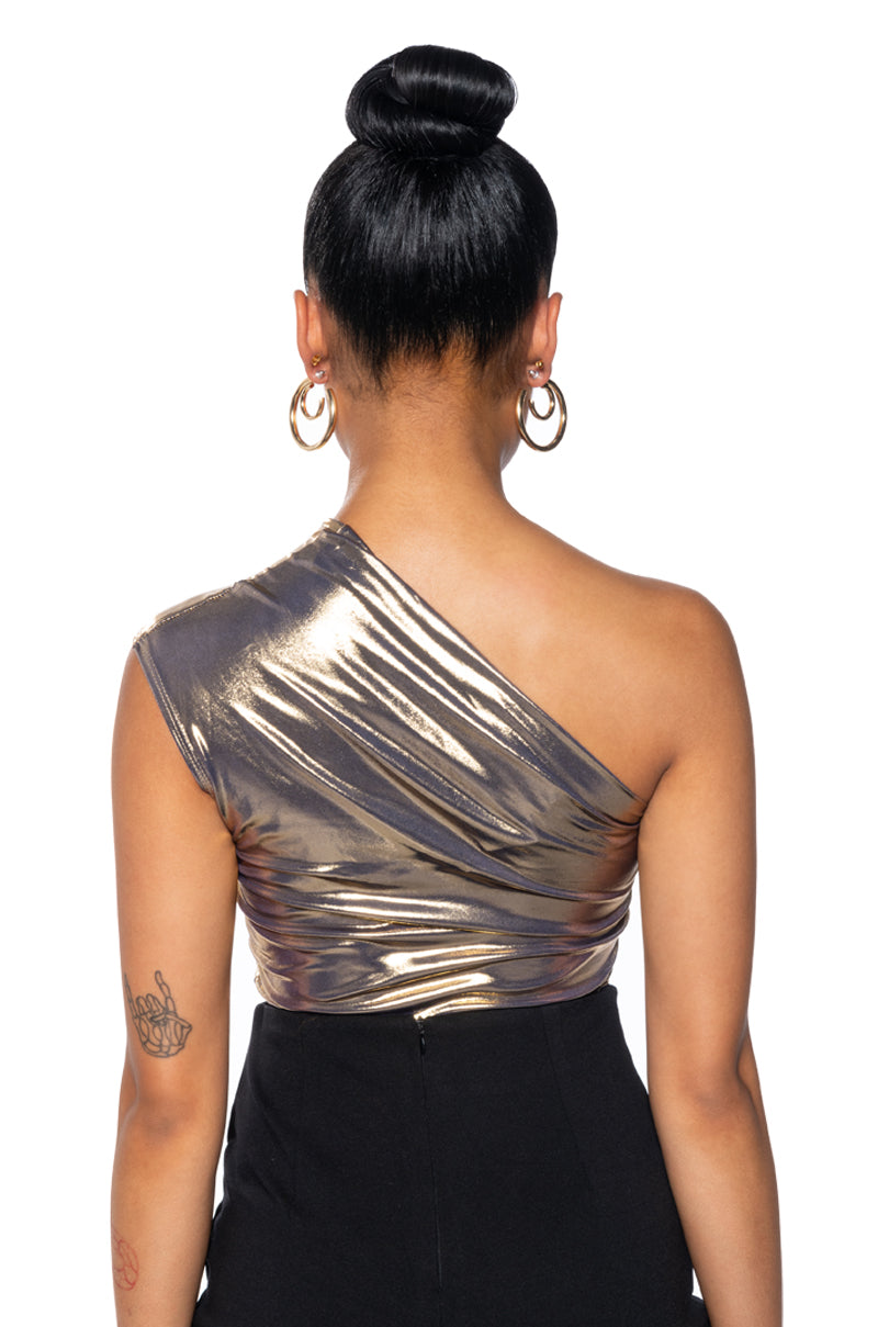 WILD CHILD METALLIC BODYSUIT IN BRONZE