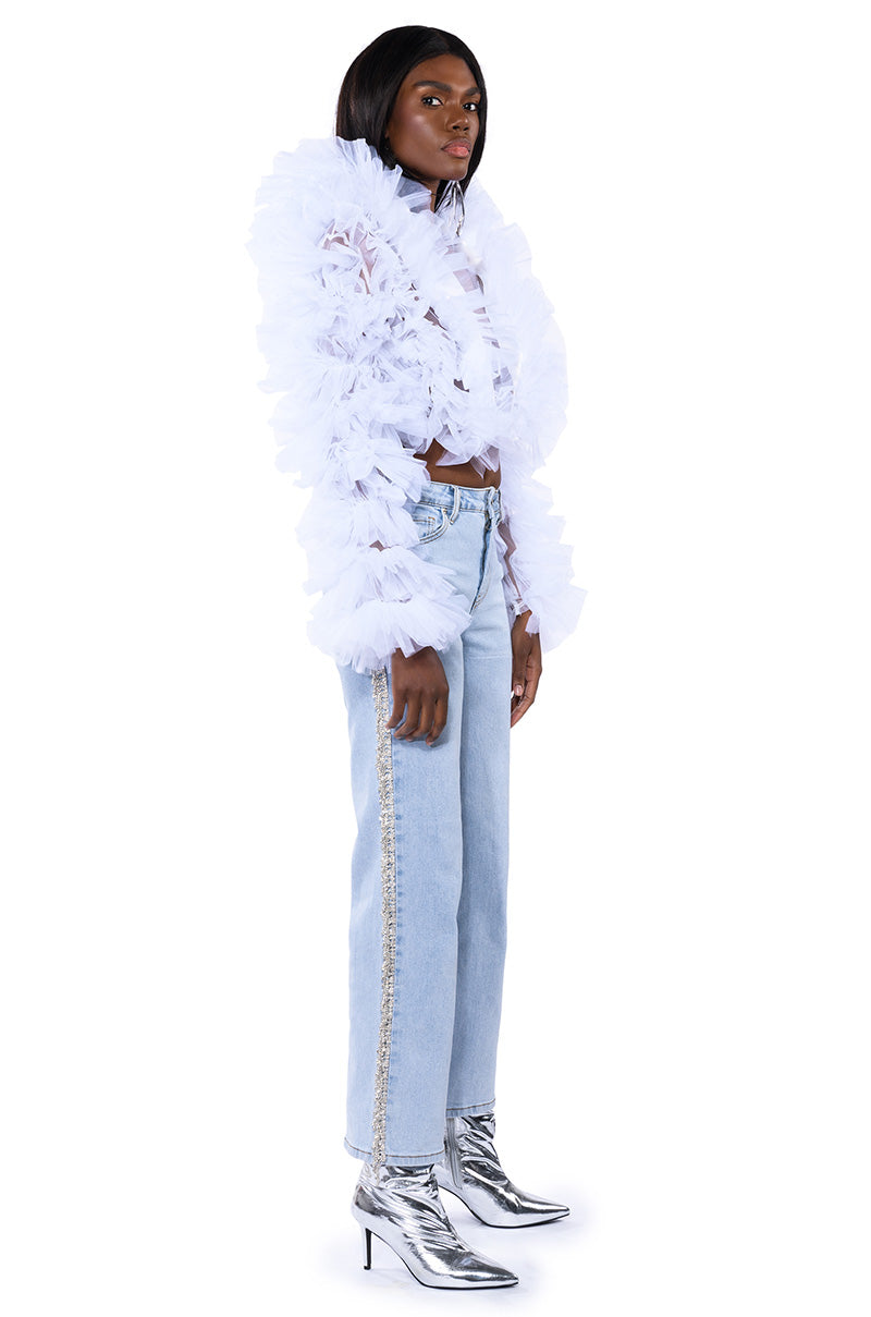 FEELING LIKE A STAR RHINESTONE WIDE LEG JEANS