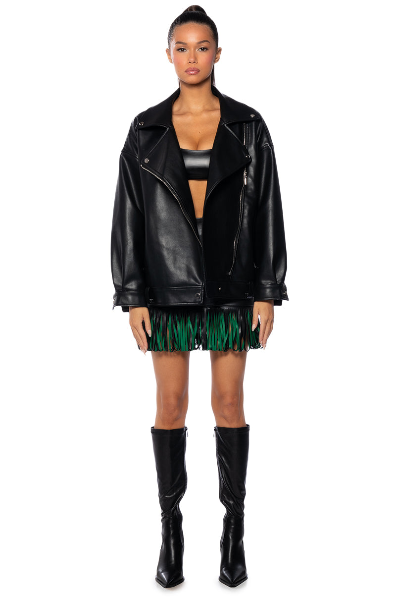 HIDDEN DETAILS FAUX LEATHER MINI SKIRT