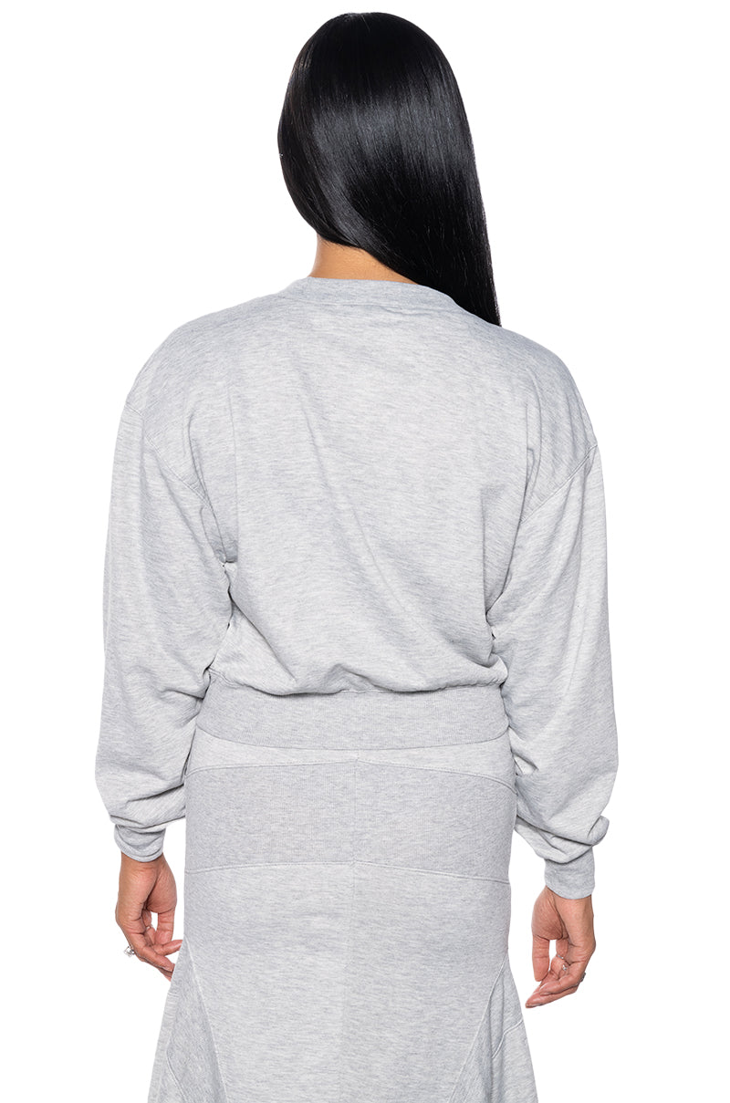 HALLIE V NECK CROPPED SWEATSHIRT