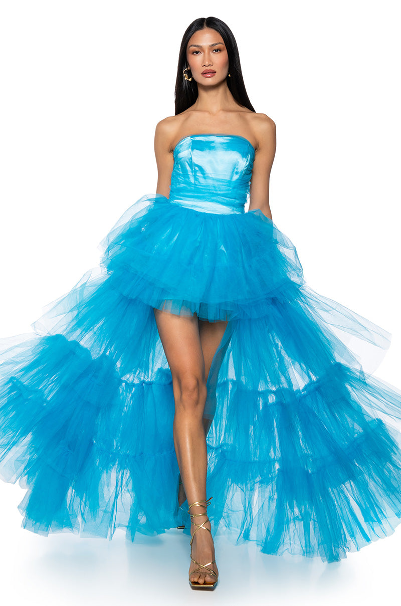 SHE'S ROYALTY TULLE TIERED CORSET DRESS