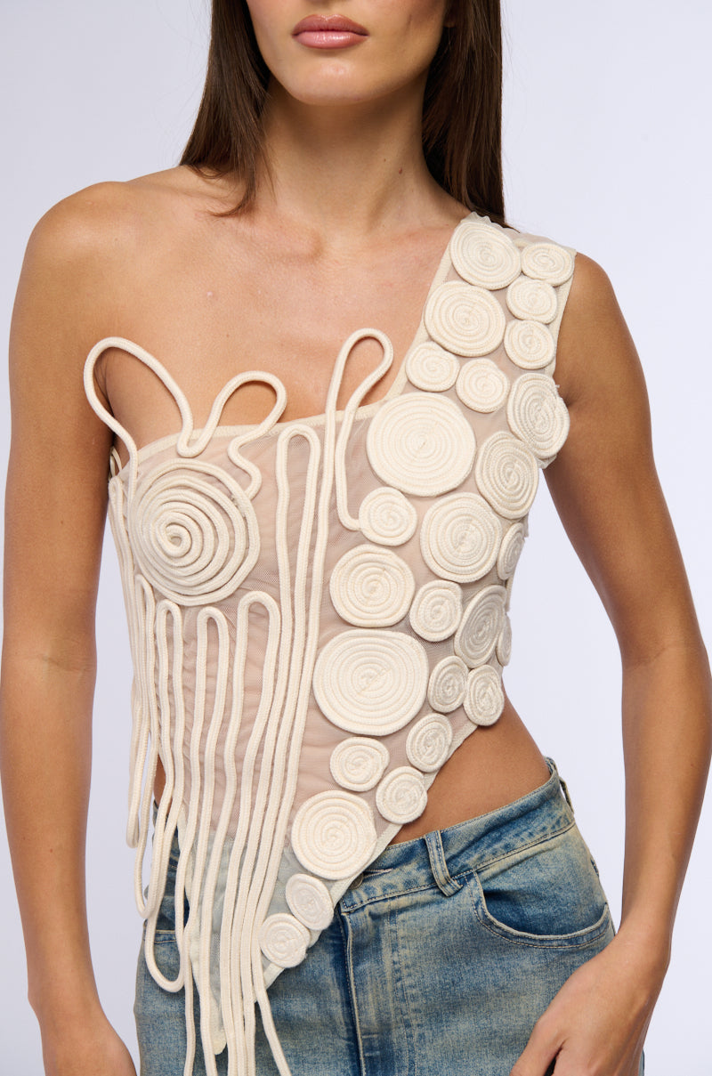 LOLA SWIRLED DETAIL ONE SHOULDER TOP