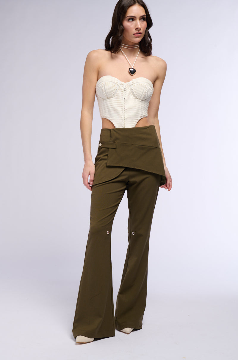 FEELING BRAND NEW WOVEN SKIRT FLARE LEG PANT