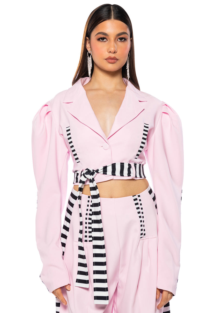 HOT GIRL STRIPED CROP BLAZER