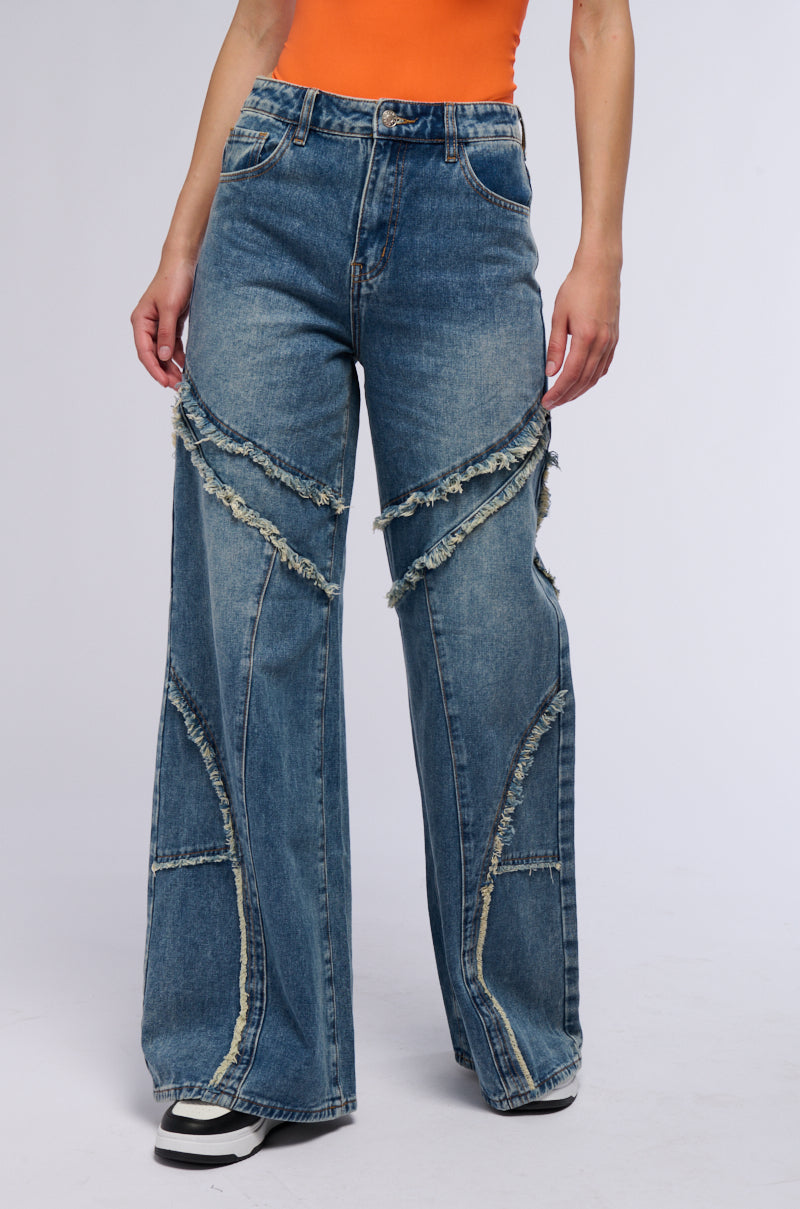 JUST A FEELING DISTRESSED DENIM PANT