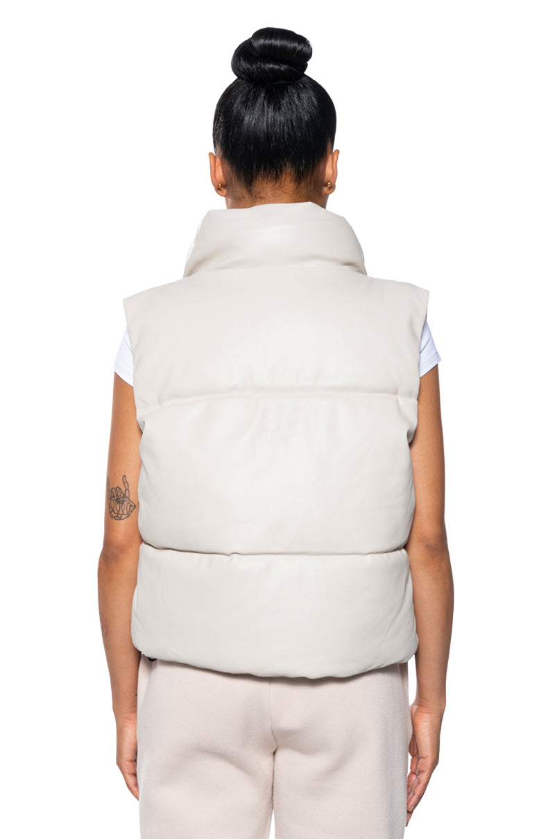 QUIT PLAYING PU PADDED PUFFER VEST