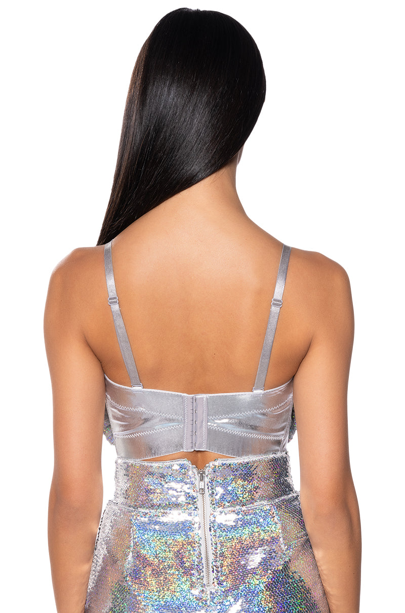 I WISH YOU WELL FLORAL SEQUIN CORSET TOP