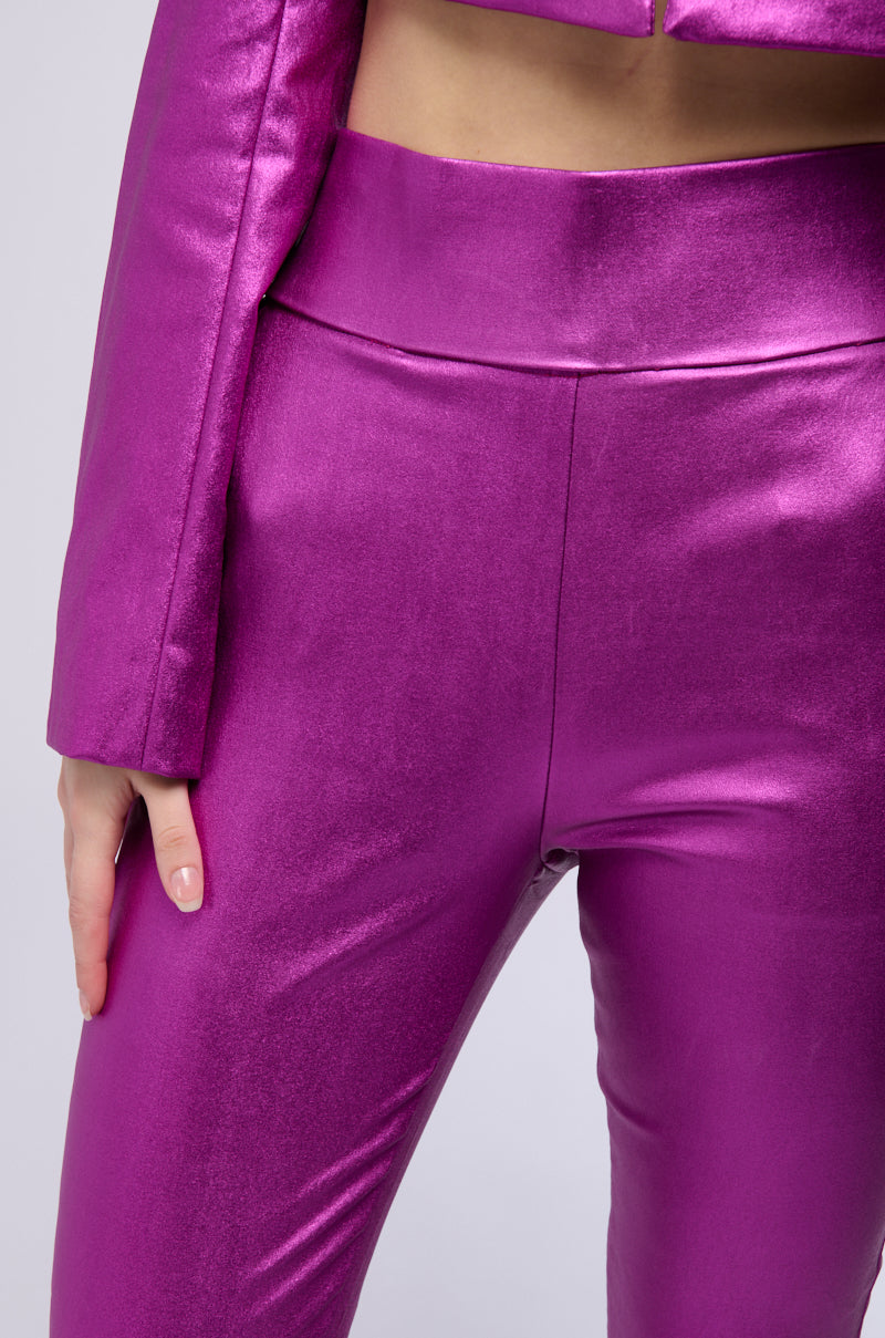 BIG BOOTY HIGH WAIST FAUX LEATHER PANT IN NEON PURPLE