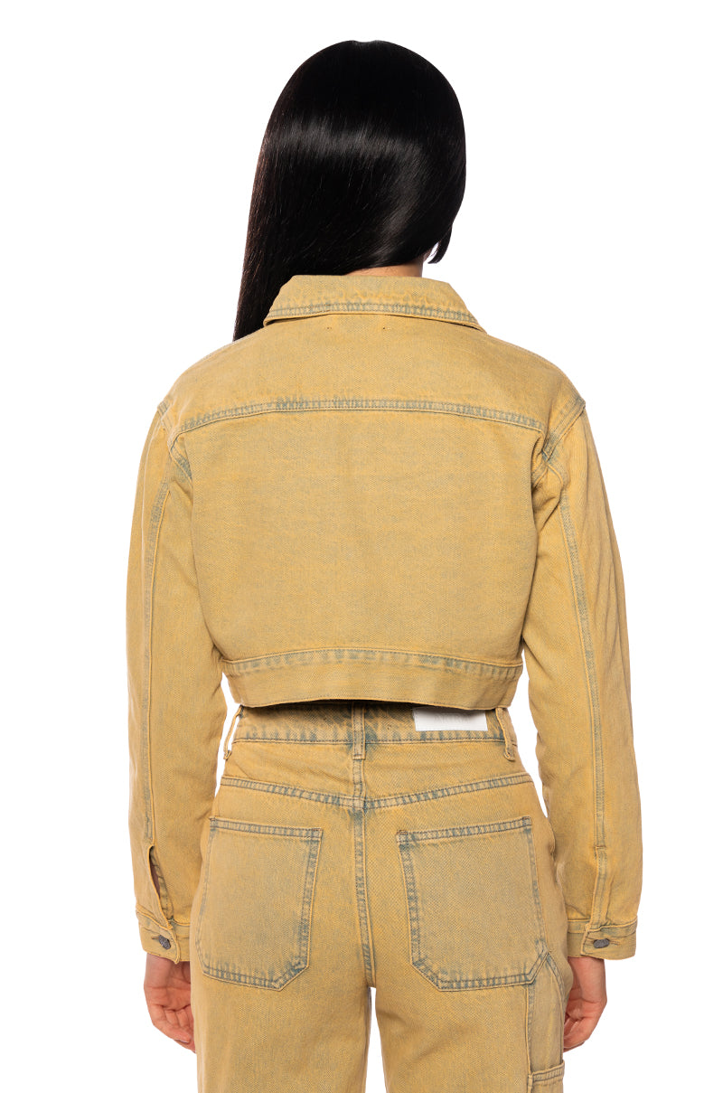 GOETHE MIXED WASH CROP DENIM JACKET