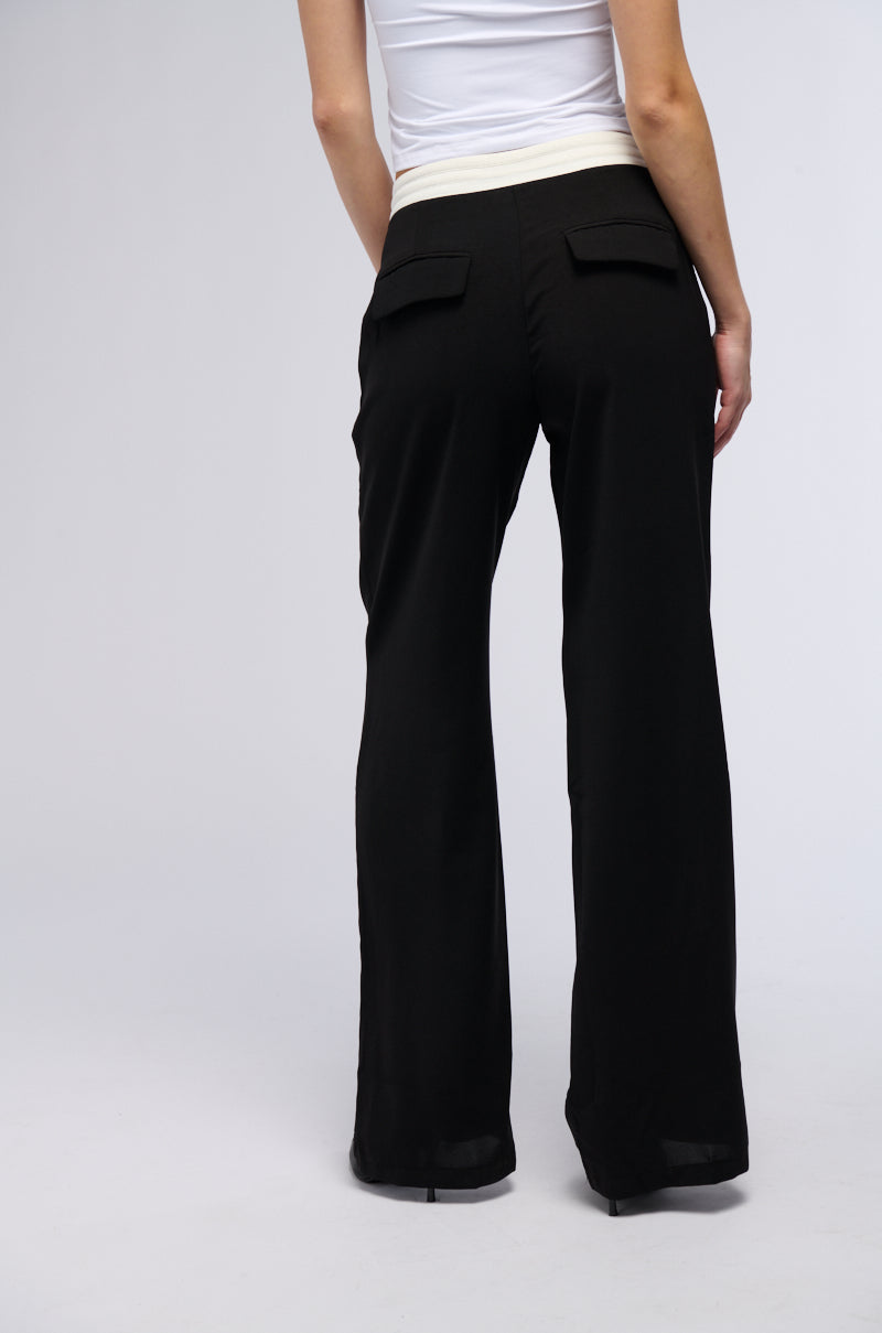 THAT GIRL CONTRAST WAIST TROUSER IN BLACK