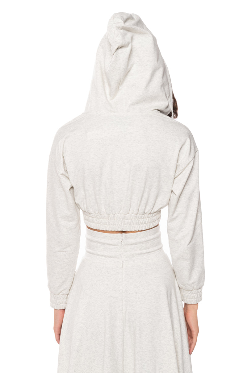 ZUMI CROPPED WRAP FRONT HOODIE