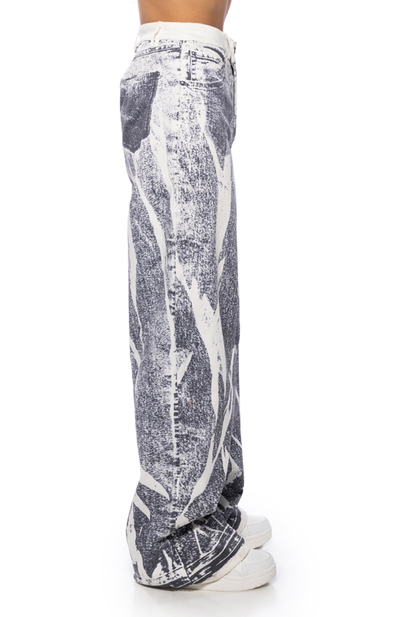 DIAMONTE FLARED DENIM DISTRESSED PANT