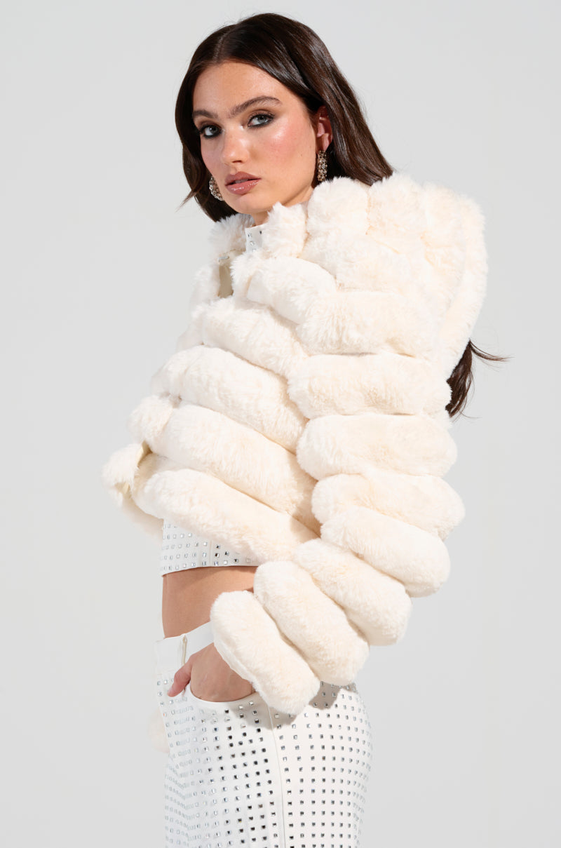 BUNNY CROPPED FAUX FUR COAT