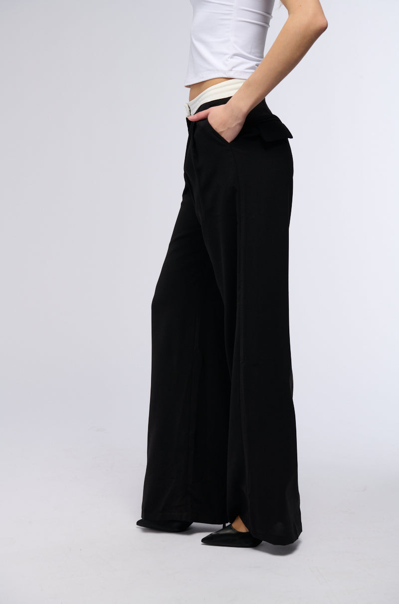 THAT GIRL CONTRAST WAIST TROUSER IN BLACK