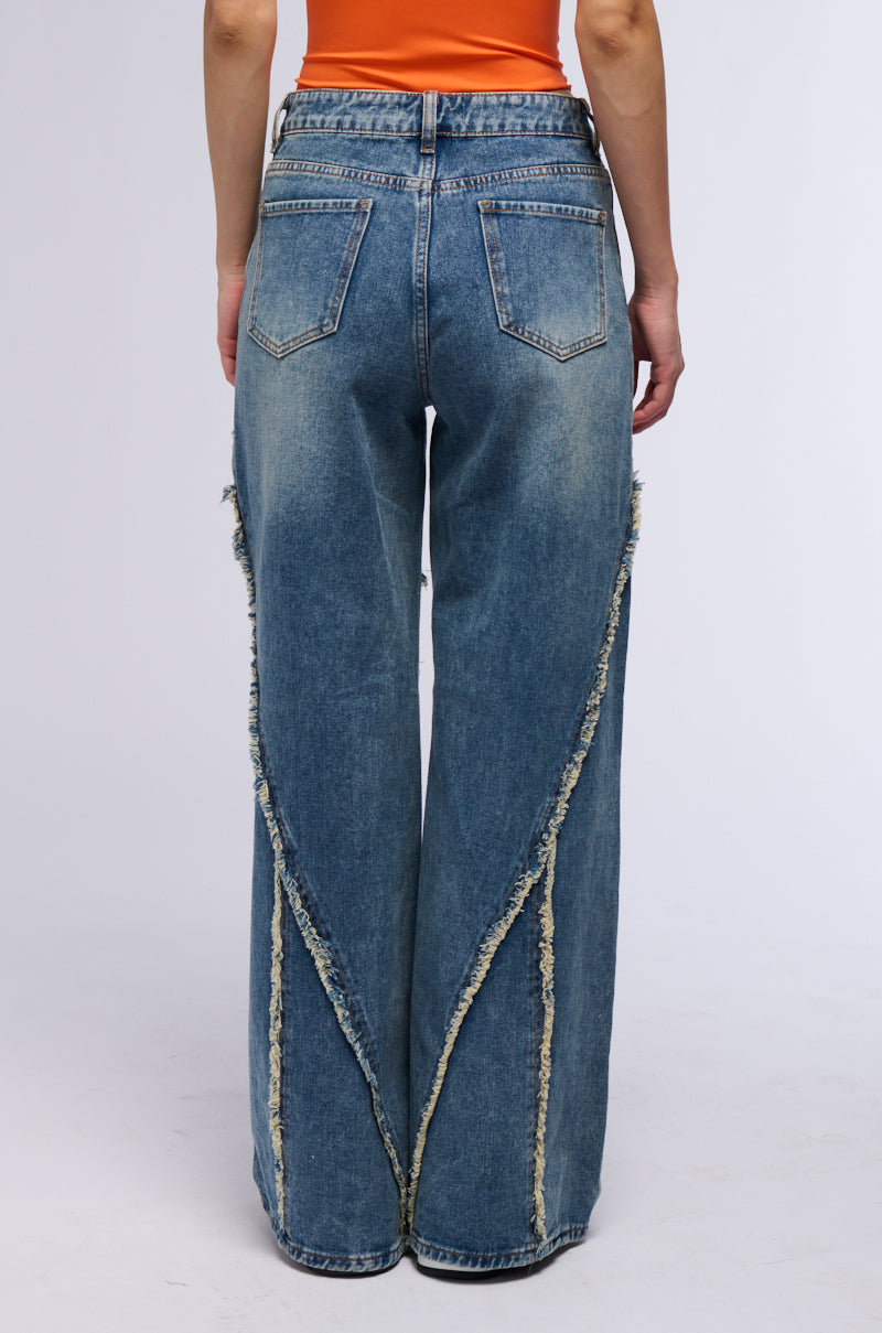 JUST A FEELING DISTRESSED DENIM PANT