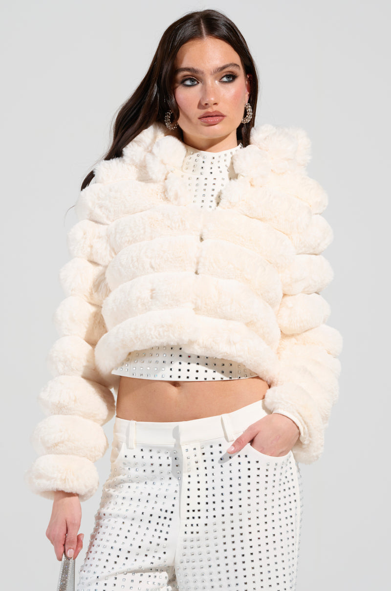 BUNNY CROPPED FAUX FUR COAT