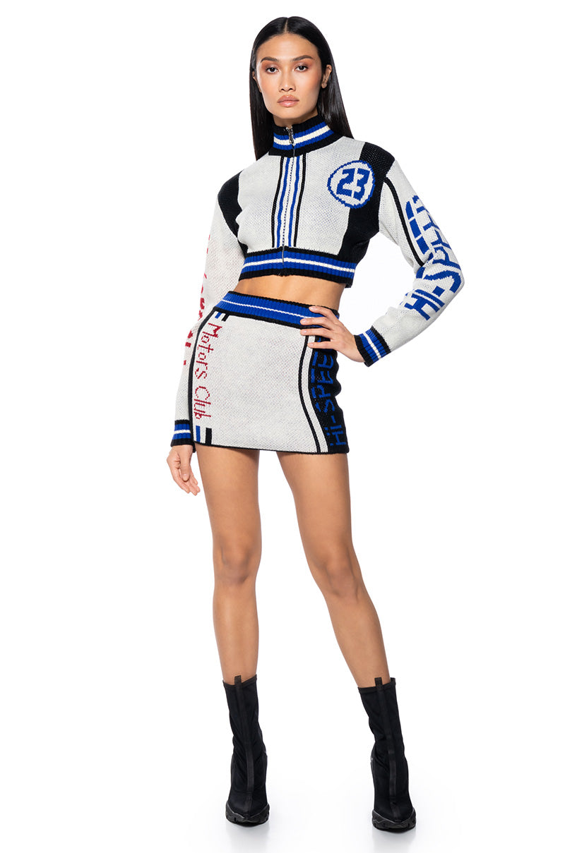 MOTOR CLUB KNIT MINI SKIRT