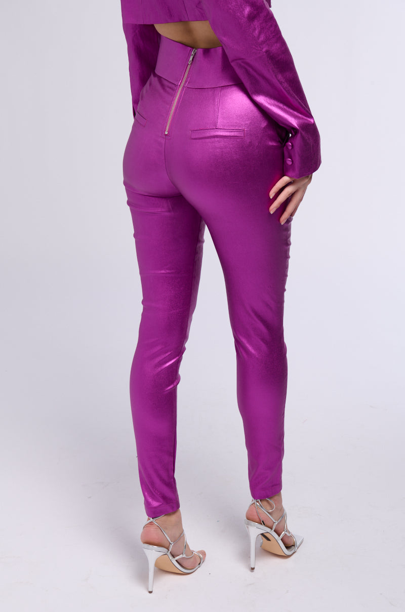 BIG BOOTY HIGH WAIST FAUX LEATHER PANT IN NEON PURPLE