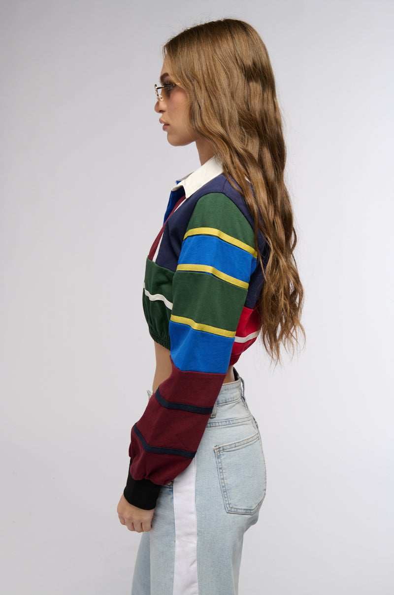 DIVIDED BY LOVE CROPPED COLLARED LONG SLEEVE SHIRT