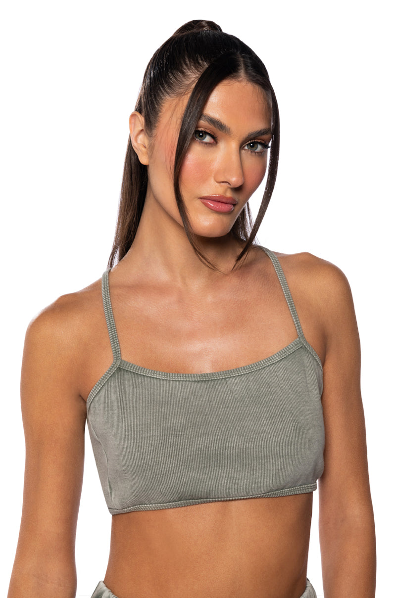 HERE COMES THE HURRICANE RIBBED KNIT BRALETTE