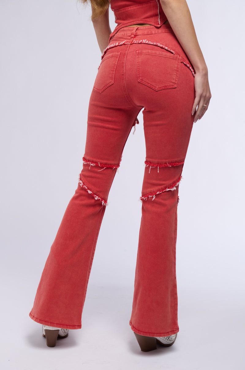 FLAMIN HOT DISTRESSED FLARE JEAN