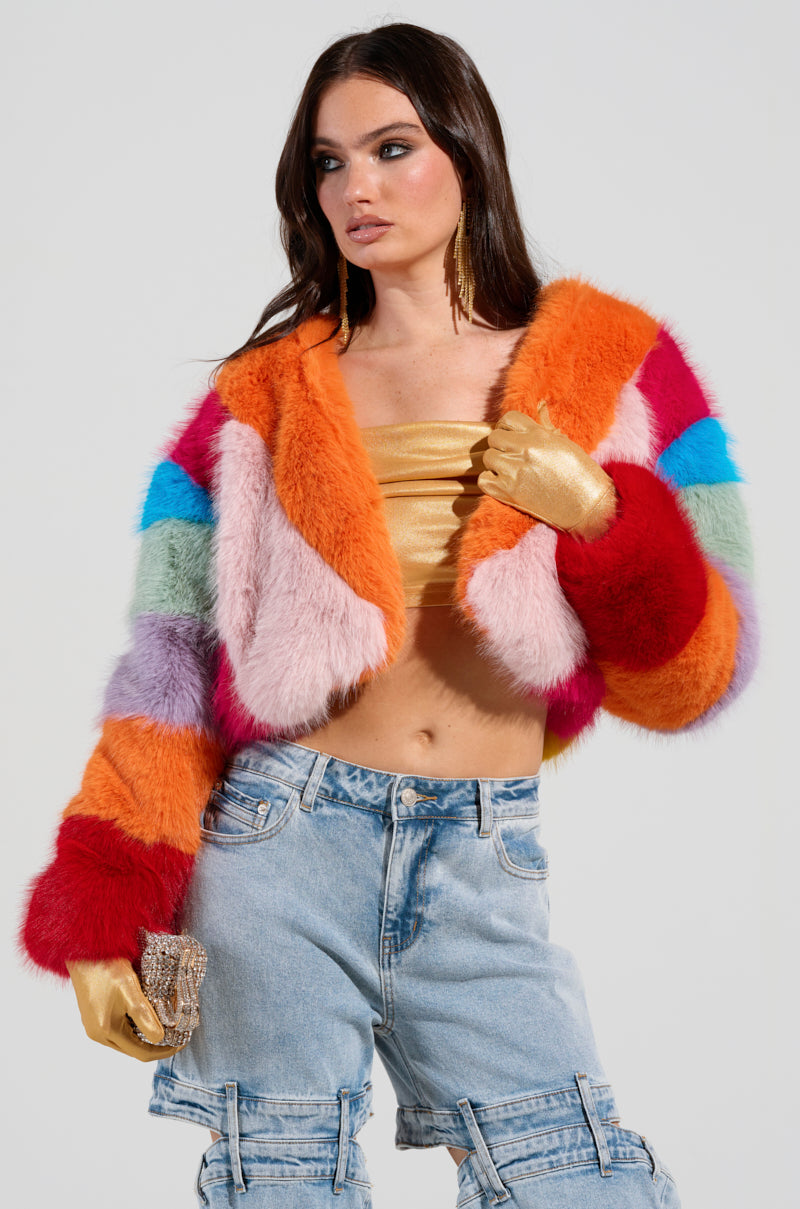 CALL ME CRAZY RAINBOW FUR JACKET