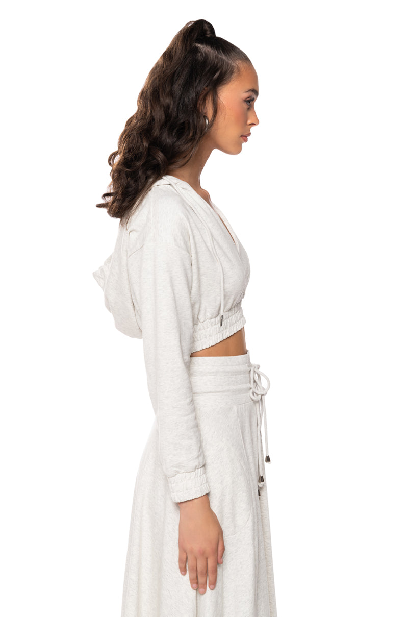 ZUMI CROPPED WRAP FRONT HOODIE