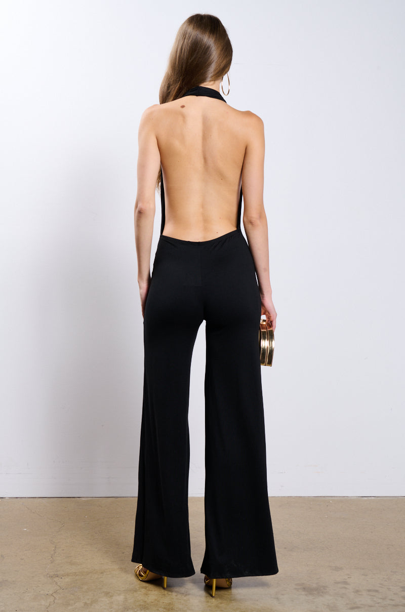 HALLIE PLUNGING NECKLINE KNIT JUMPSUIT