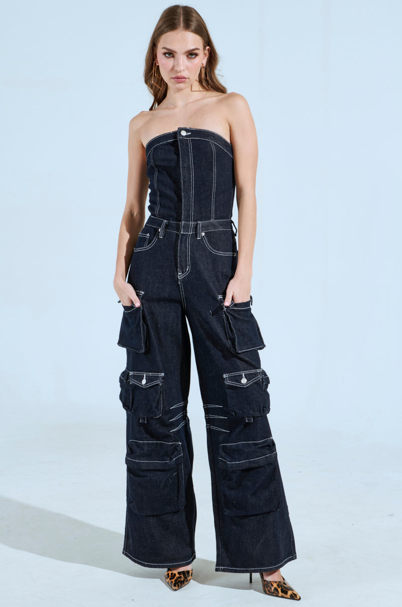 CAUGHT YOUR EYE DENIM JUMPSUIT