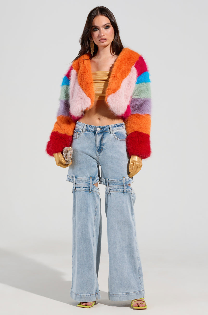 CALL ME CRAZY RAINBOW FUR JACKET