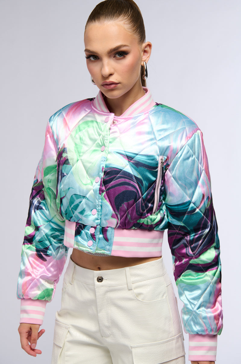 HEART TO HEART SATIN BOMBER