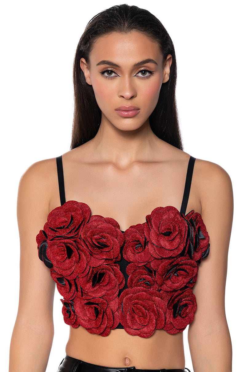 I WISH YOU WELL ROSE DETAIL CORSET TOP