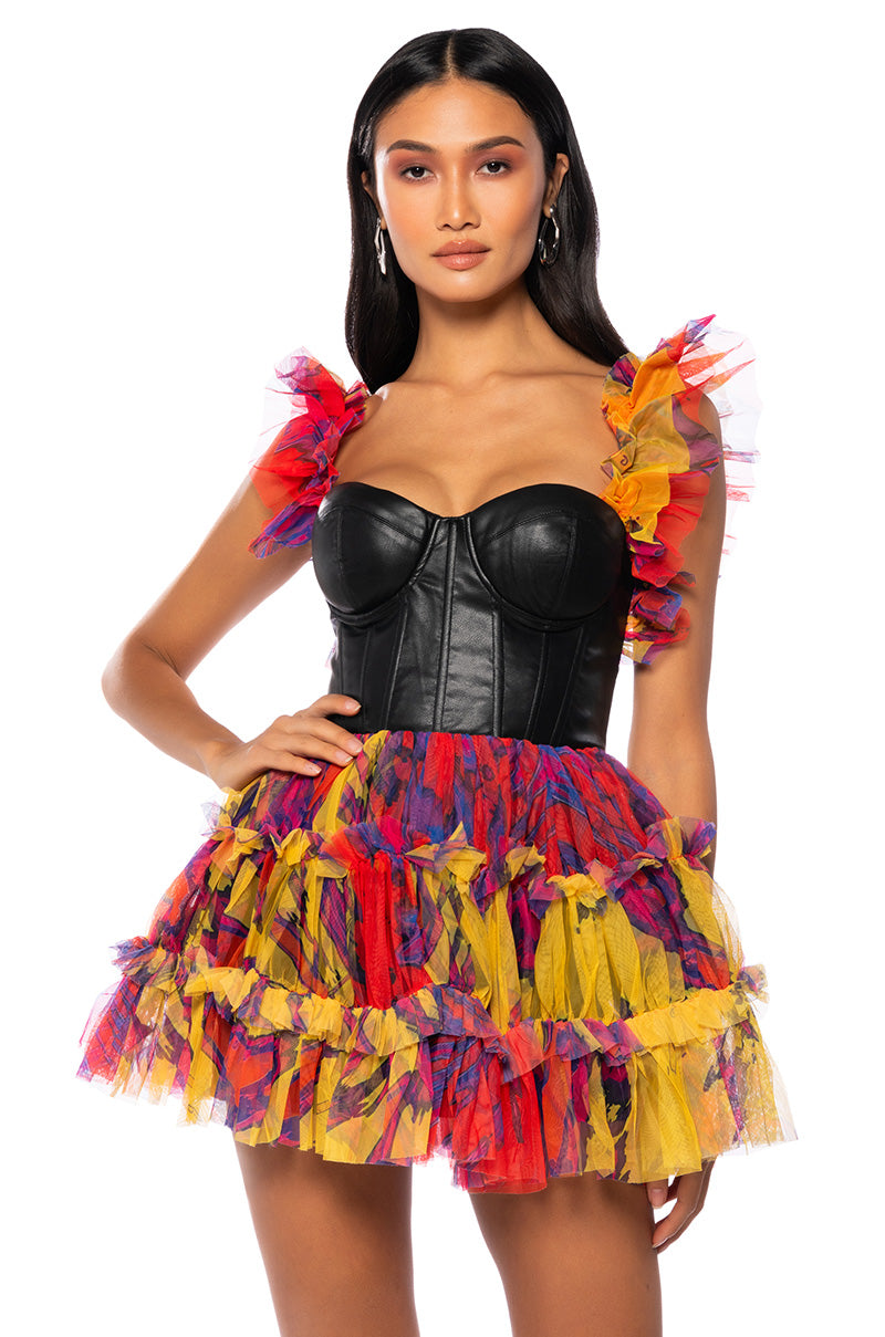 AVRIL MULTI COLOR TULLE MINI DRESS