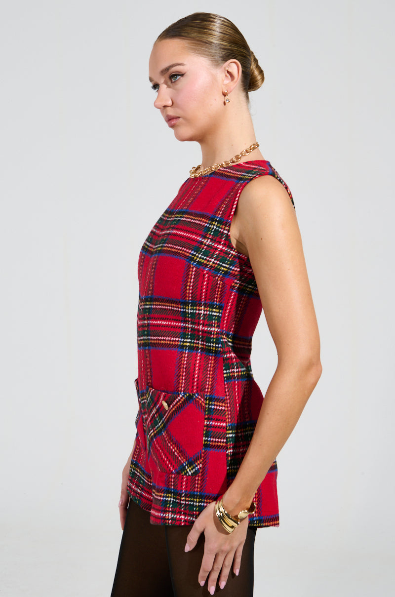 BEST DRESSED PLAID MINI DRESS IN RED