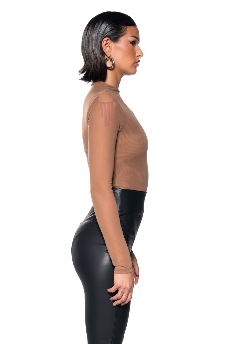 PAXTON SEXY DOUBLE MESH LONG SLEEVE BODYSUIT