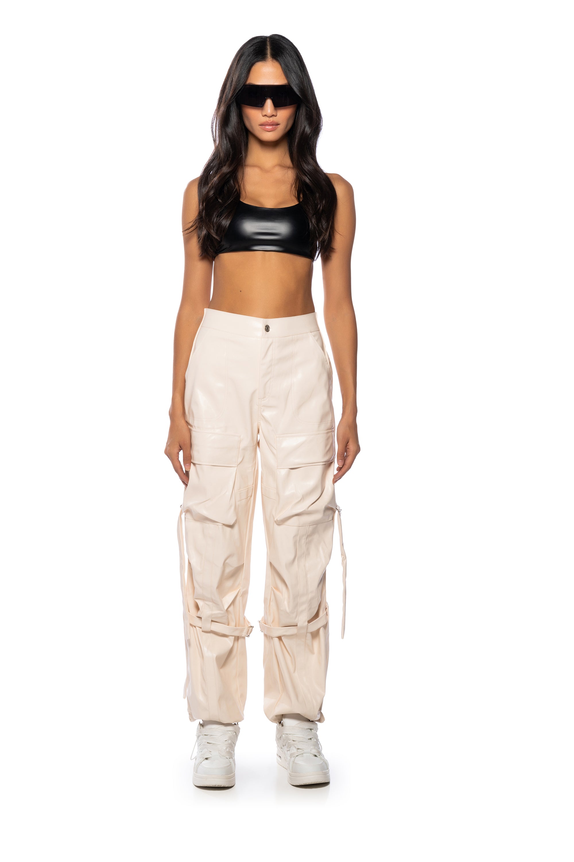 MOVING UP CARGO FAUX LEATHER PANT