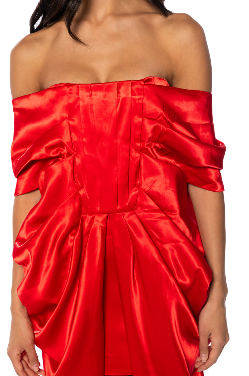 SEALED WITH A KISS SATIN MIDI DRESS