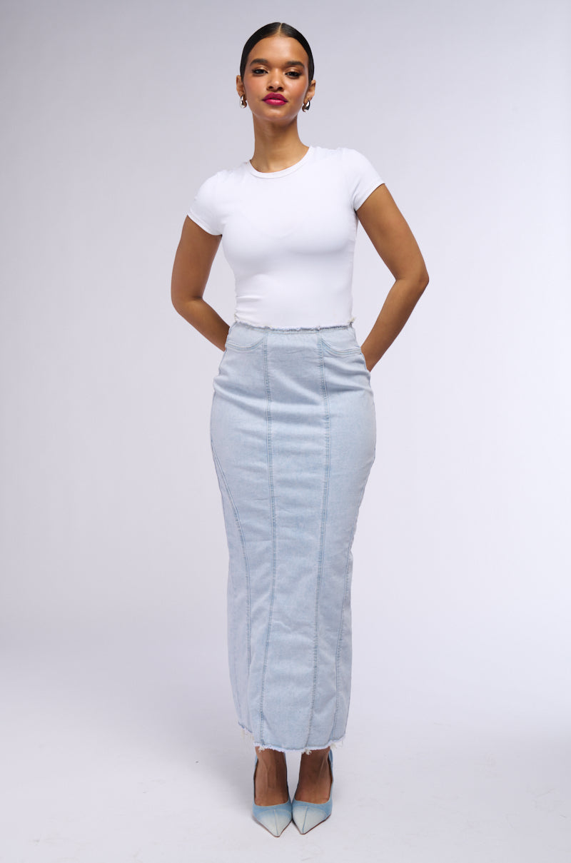 BABY ICE DENIM MAXI SKIRT