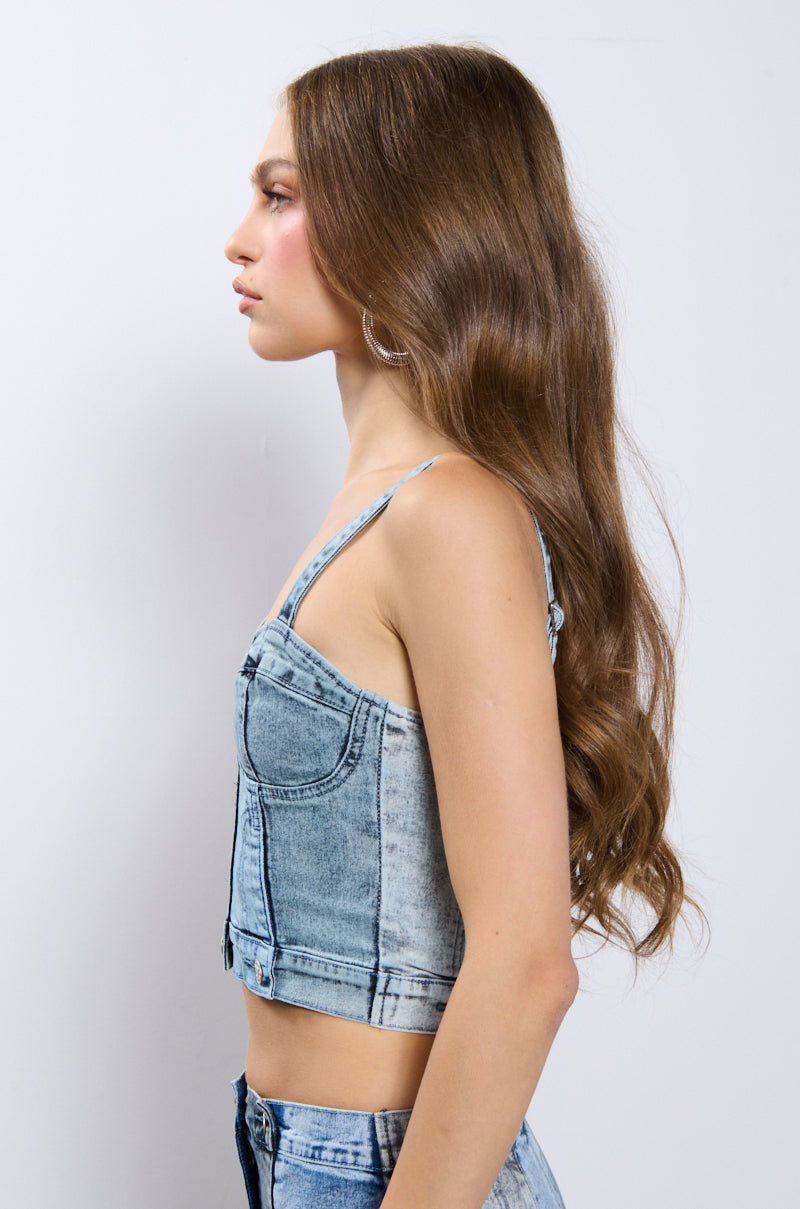 TALK TO ME DENIM CORSET TOP