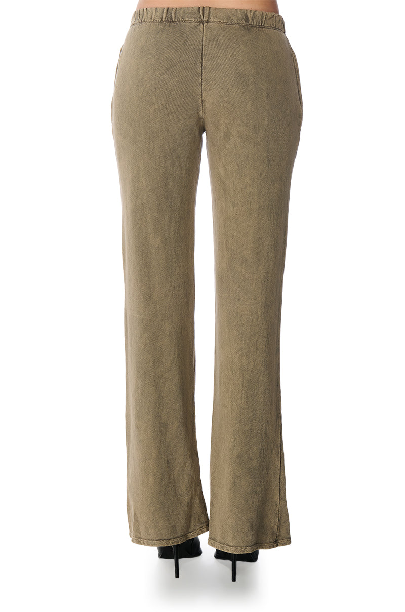 JOJO MINERAL WASH WIDE LEG SWEATPANT IN LIGHT BROWN