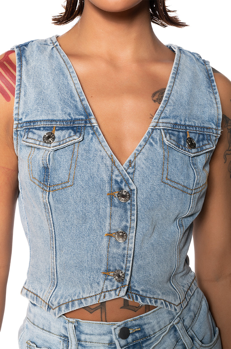 SABZ FITTED DENIM VEST