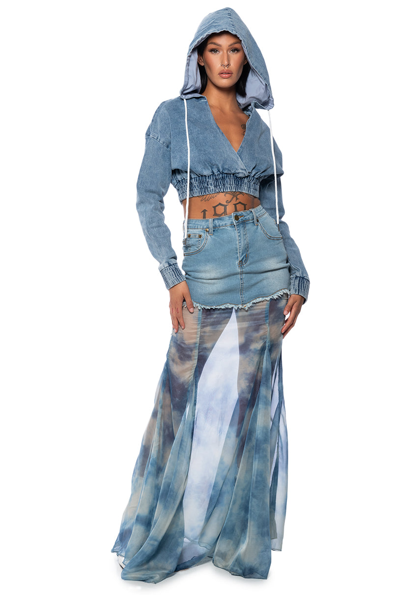 HEAD IN THE CLOUDS MAXI SKIRT