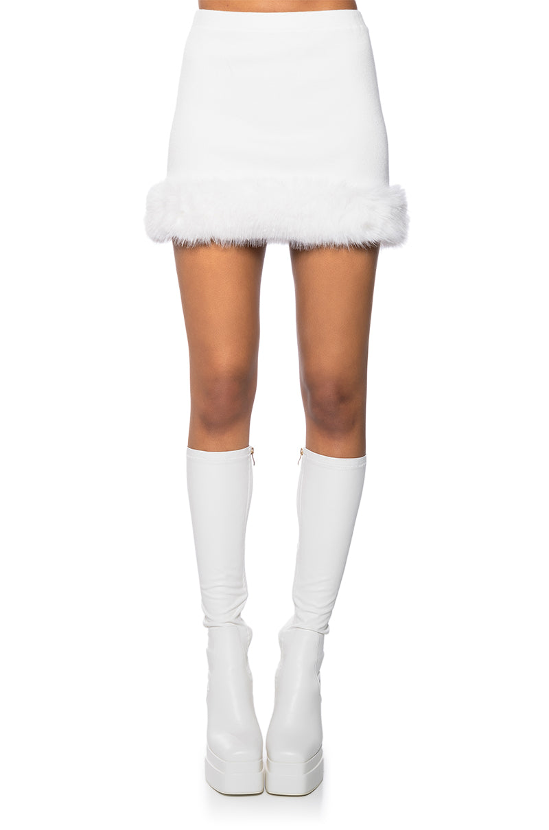 BIG MOOD FAUX FUR DETAIL MINI SKIRT