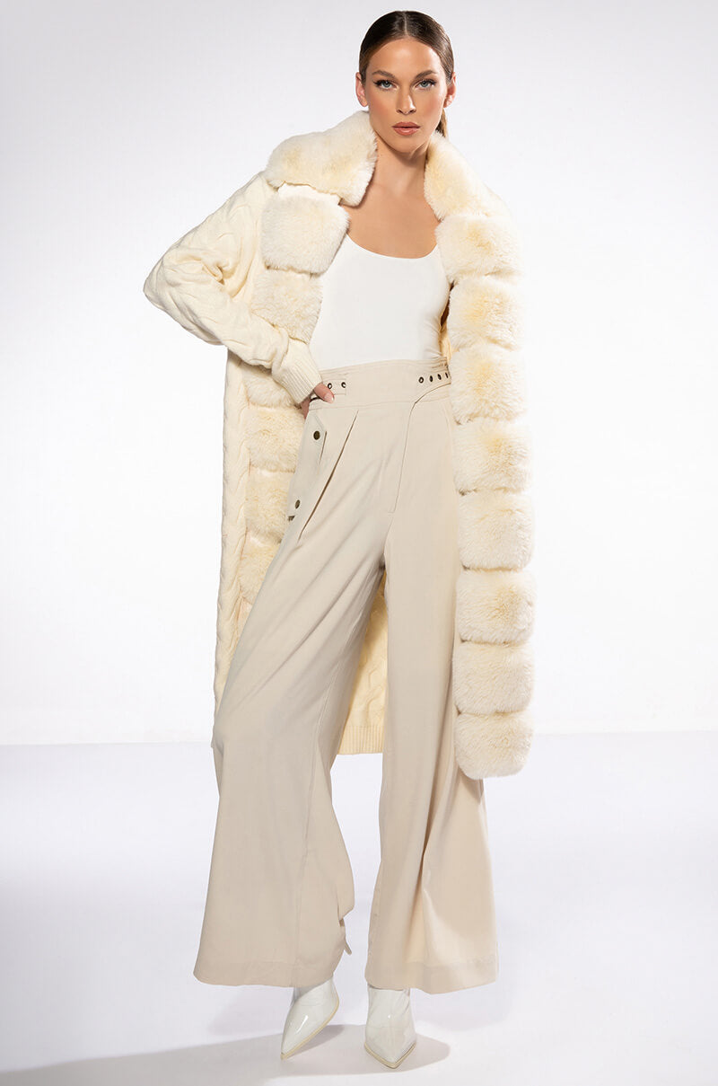 BABBS KNIT TRENCH WITH FAUX FUR LINING