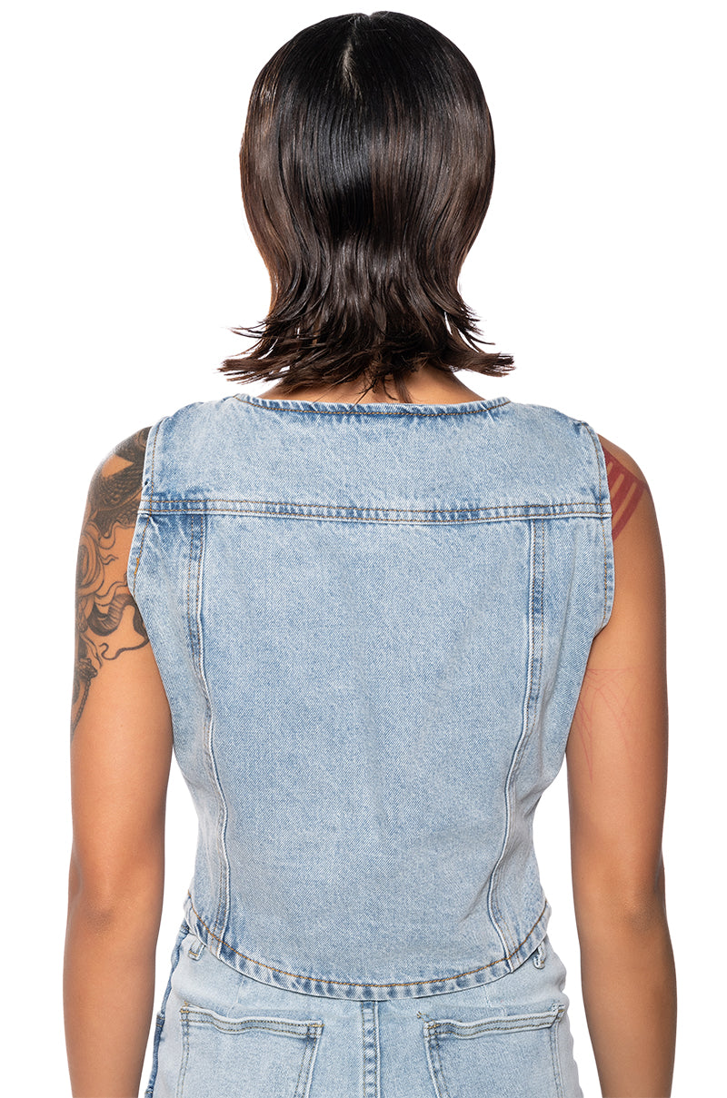 SABZ FITTED DENIM VEST