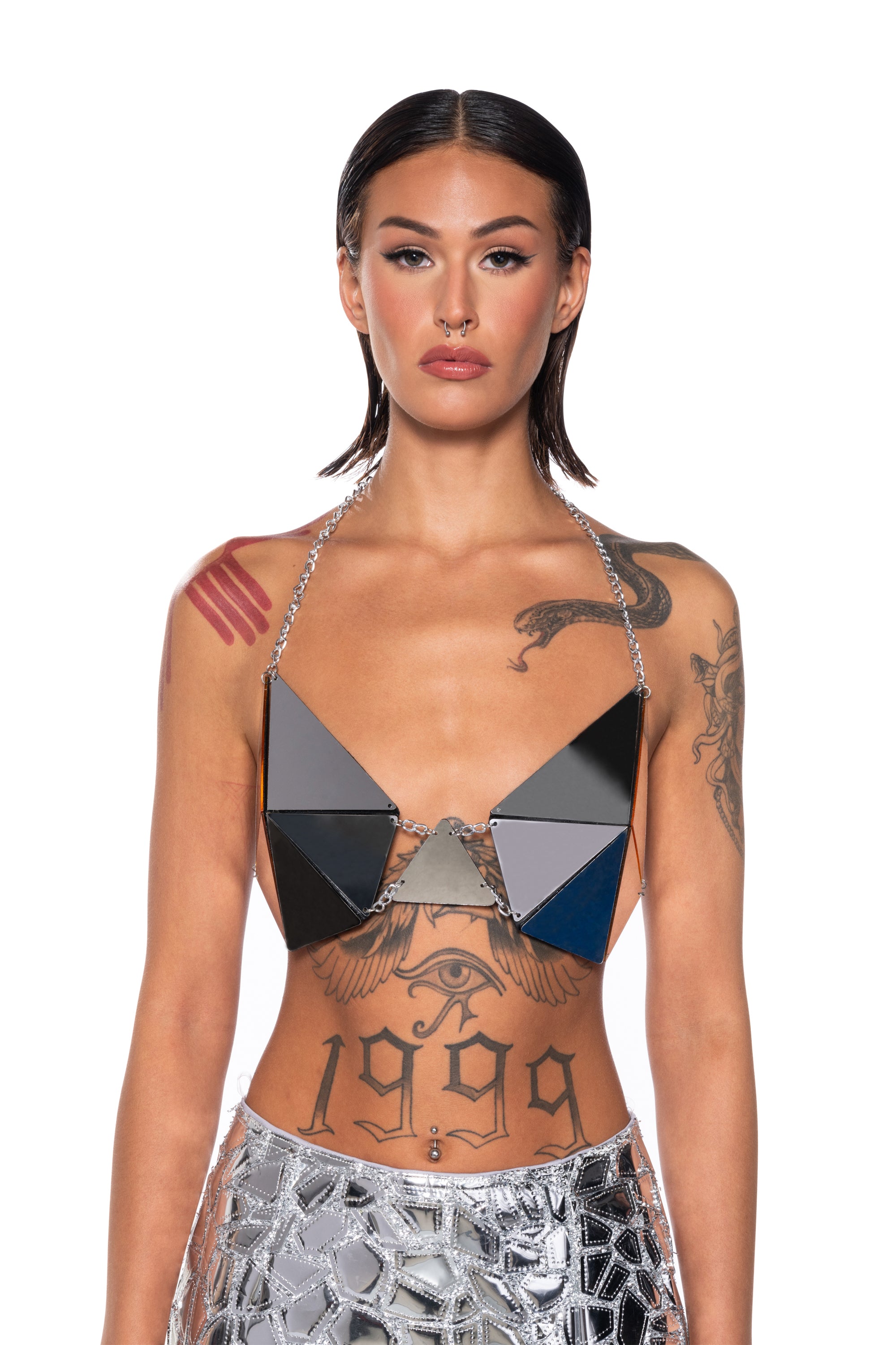 OUT OF THIS WORLD MIRRORED CHAIN BRA