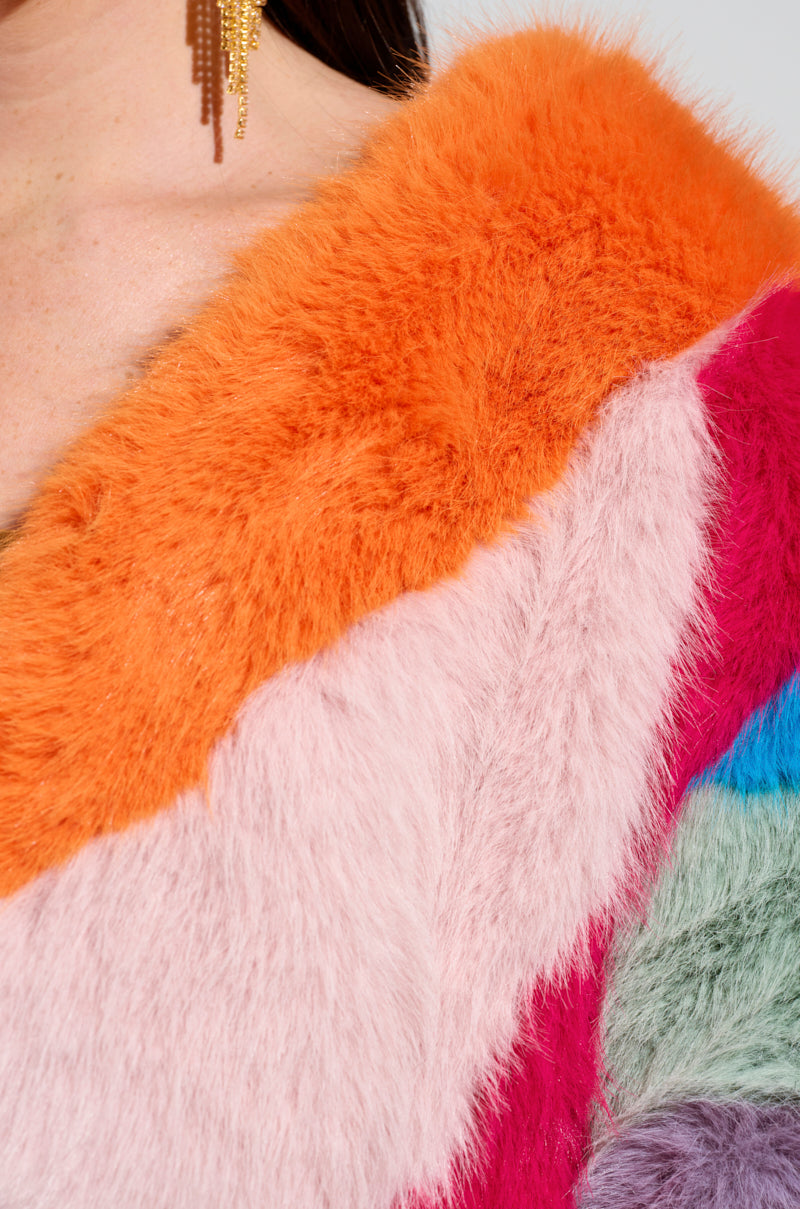 CALL ME CRAZY RAINBOW FUR JACKET